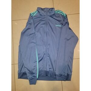 Men's Adidas Primegreen Zipper Sweater Blue‎ and Green Stripes 2XL - Pre Owned